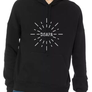 DSAPA Hoodie black with sunburst logo in white