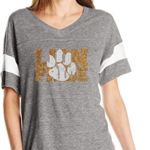 Lakeview Lion Pride Grey & White Tee w/ Rhinestones and Glitter