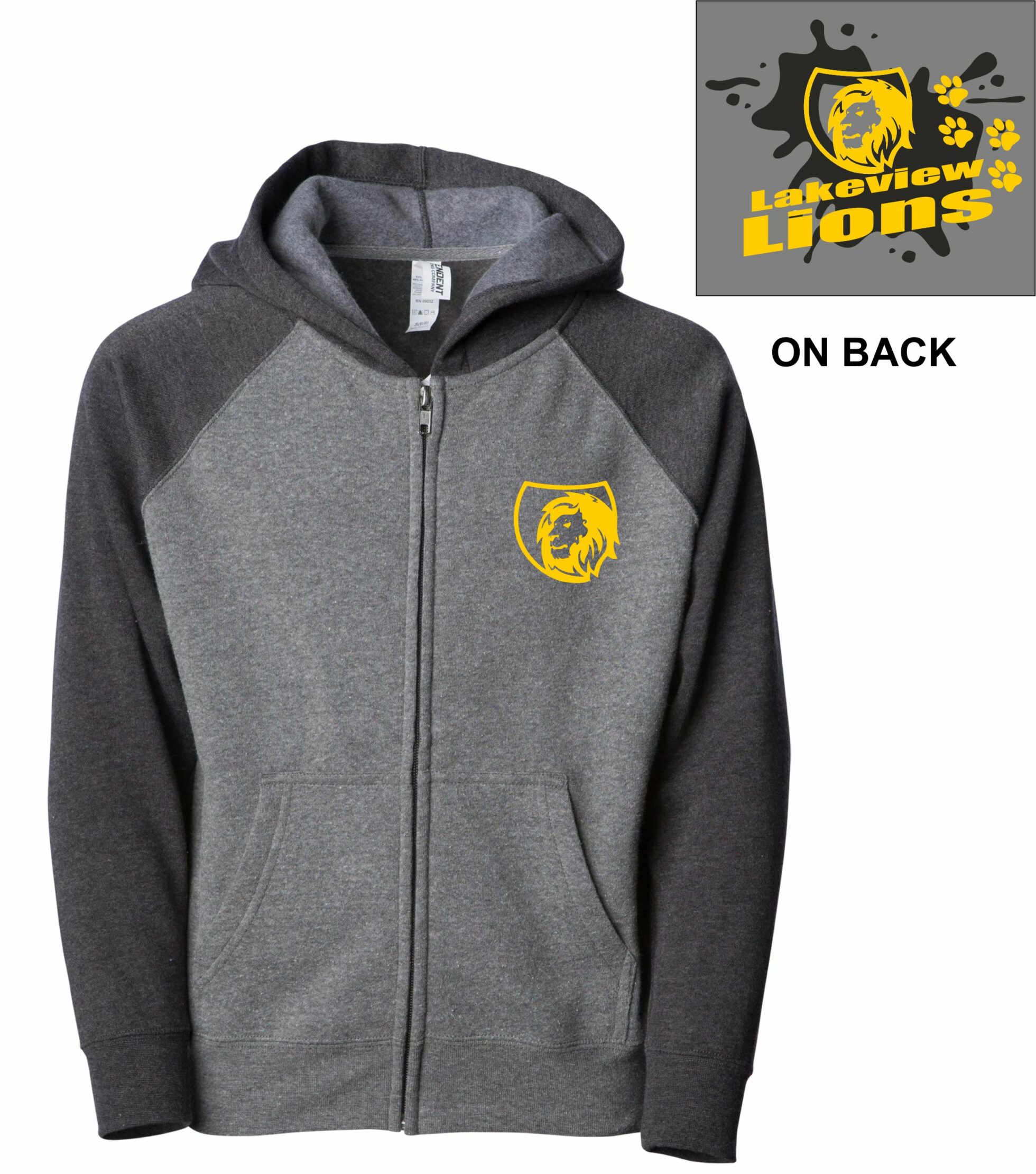 Two tone raglan hoodie with Lakeview Lions splash design – The Bling Lab OC