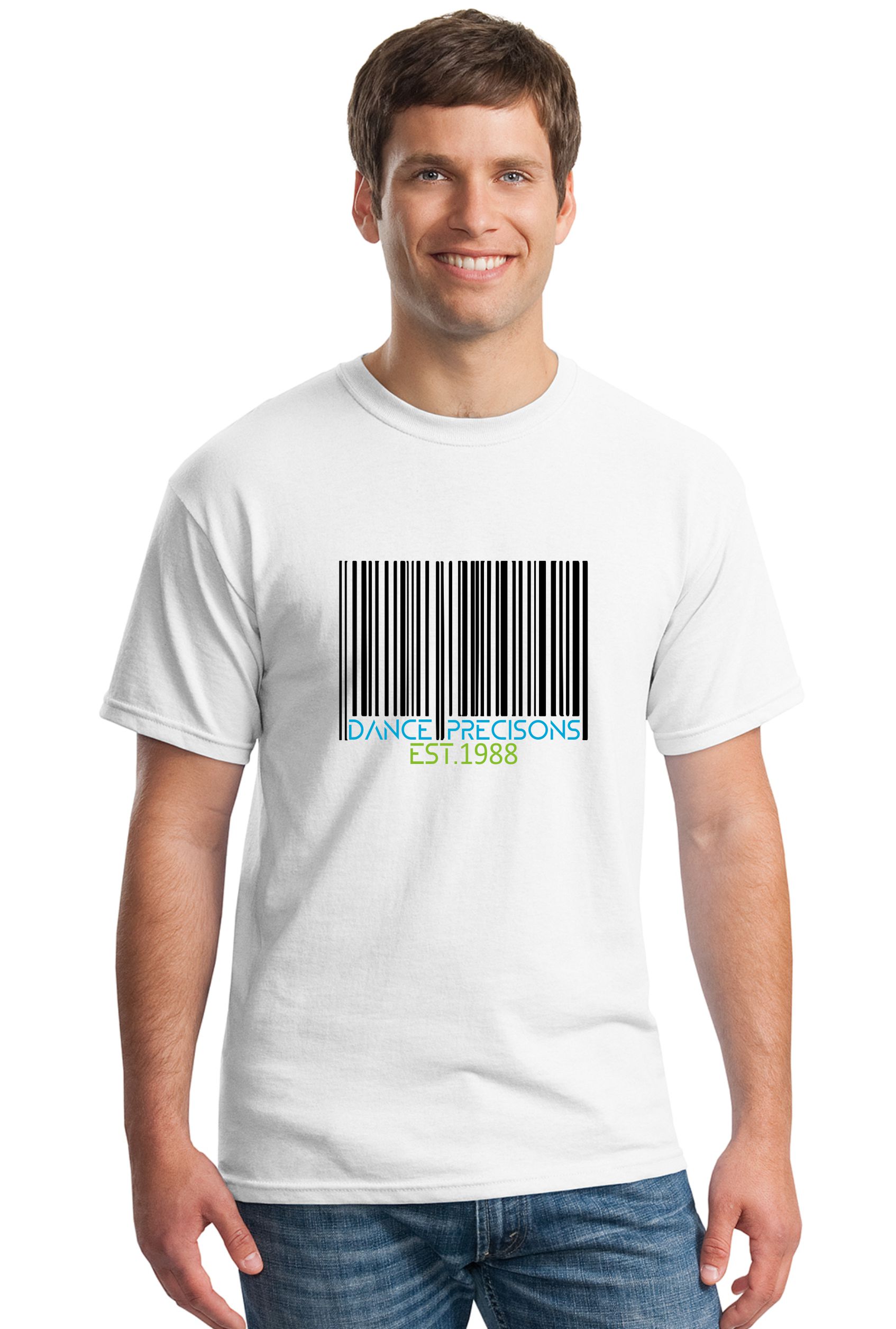 White Tee with DP Barcode Logo – The Bling Lab OC