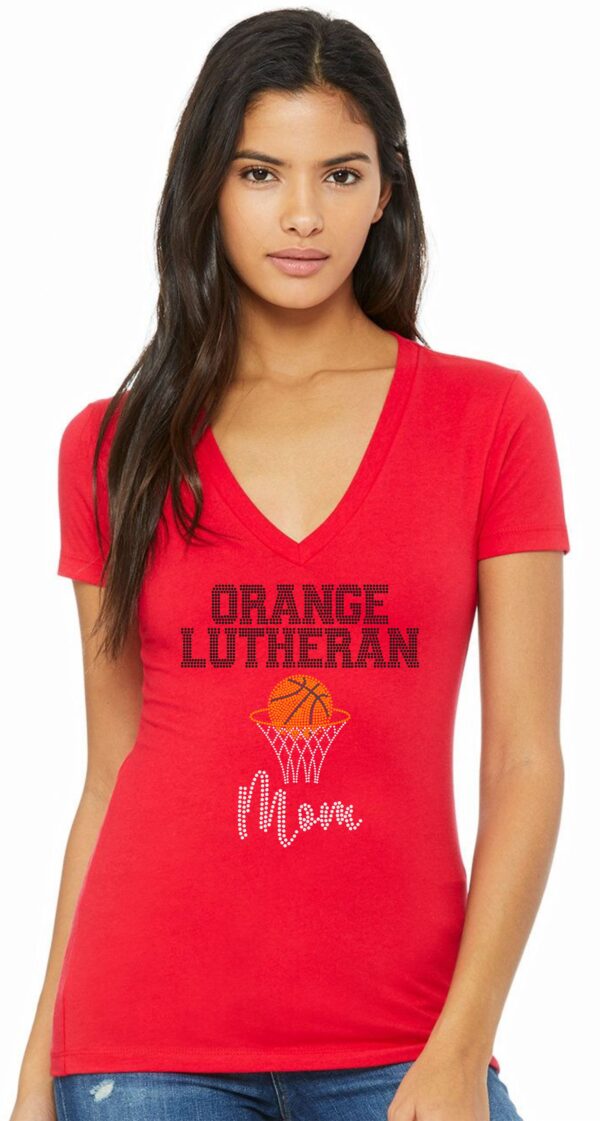 OLU Basketball Women's Short Sleeve V-Neck Fitted Tee