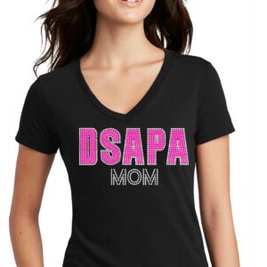 DSAPA MOM fitted v-neck tee black with stones and glitter vinyl