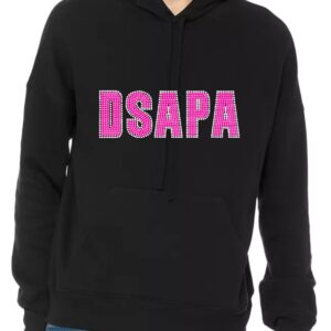 DSAPA Hoodie black with DSAPA block logo in vinyl and stones