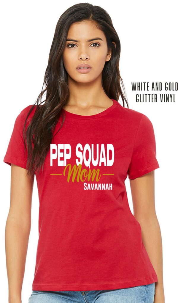 MVHS Pep Squad Mom Red Tee with Glitter Vinyl