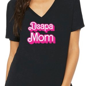 DSAPA Mom "Barbie" slouchy v-neck tee in black
