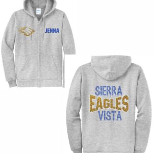 Sierra Vista Staff Zip-up grey hoodie with glitter and bling