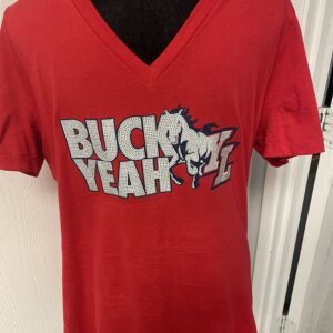 YLHS Buck Yeah Ladies Relaxed Fit V-Neck Bling Tee