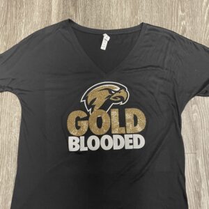 EDHS Gold Blooded Ladies Relaxed Fit V-Neck Bling Tee