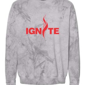 Ignite Unisex Smoke Tie-dye Crewneck Sweatshirt with Red Puff Vinyl