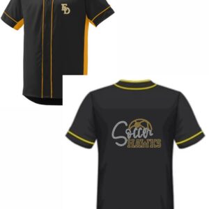 EDHS Soccer Black and Gold Button Down Jersey with Bling