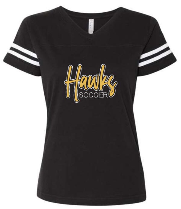 EDHS Soccer Black V-Neck Tee with Foil and Bling