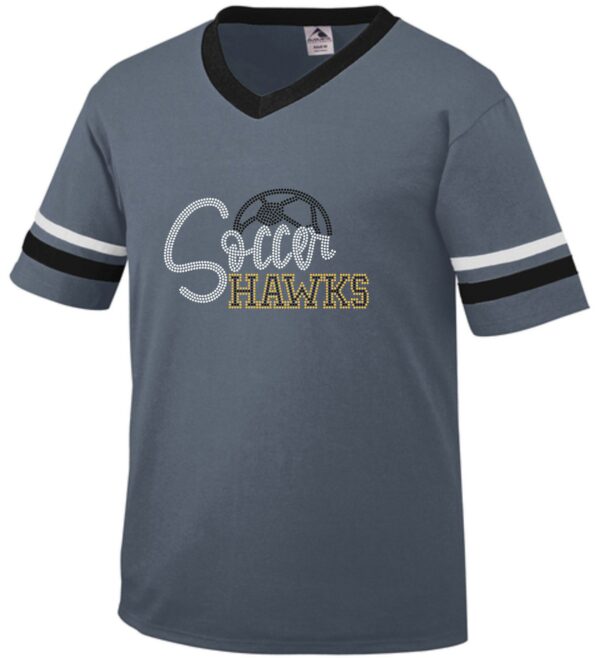 EDHS Soccer Dark Grey V-Neck Tee with Bling