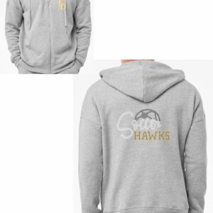 EDHS Soccer Grey Zip-Up Hoodie with Bling