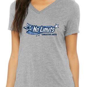 No Limits C.A. Ladies relaxed fit grey v-neck tee with glitter vinyl logo
