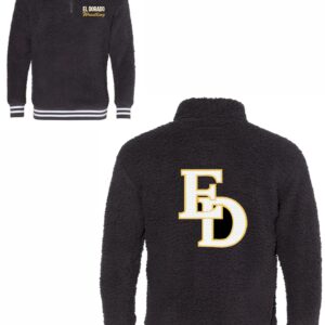 EDHS Wrestling Charcoal Sherpa Pullover with Embroidery, Applique and Bling