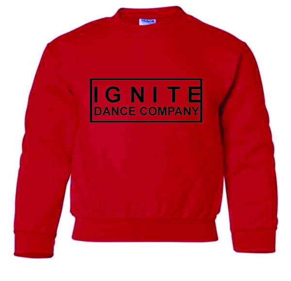 Red Crewneck Sweatshirt with Black Vinyl Ignite Logo