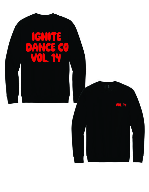 Youth Black Crewneck with Red Puff Vinyl