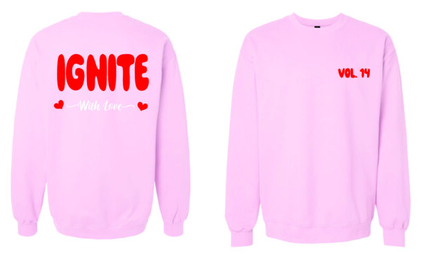 Adult Valentine's Day Crewneck with White and Red puff vinyl