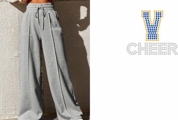 VHS Cheer Grey Bling Wide Leg Sweatpants