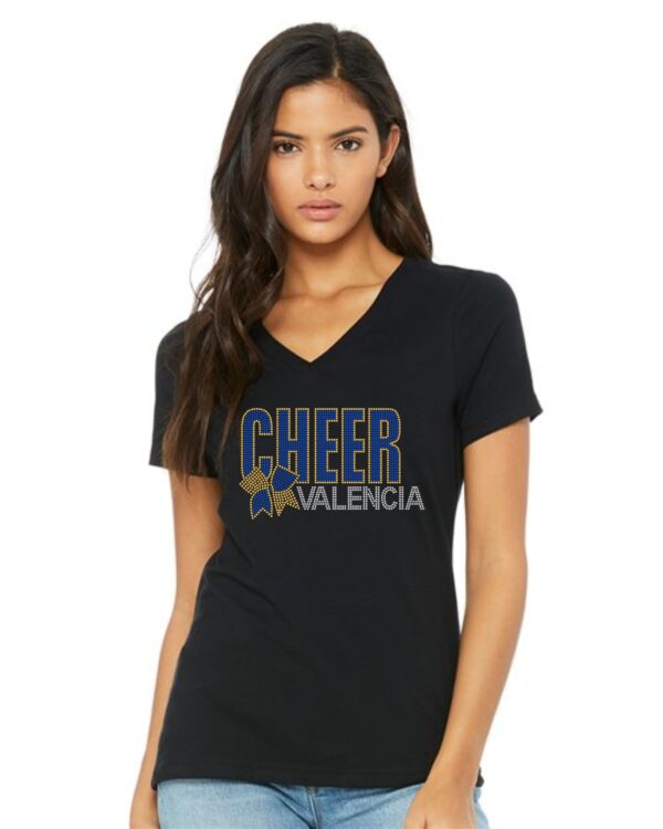 VHS Cheer Bow Bling V-neck Tee