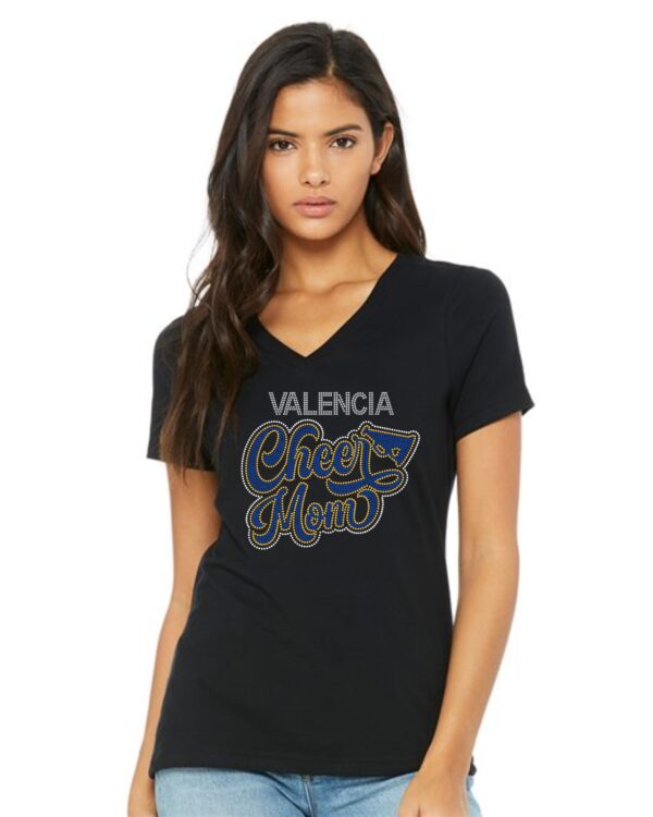 VHS Cheer Cheer Mom Bling V-neck Tee